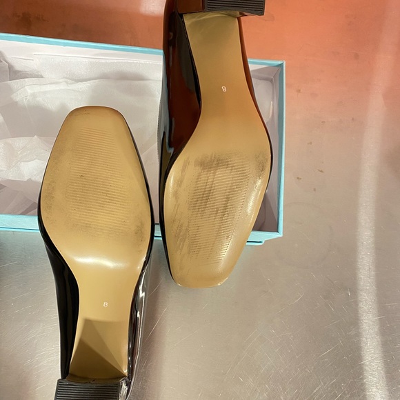 Black patent leather womens chunky heels - Picture 5 of 7